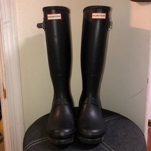 Tall Matte Black Hunter Boots